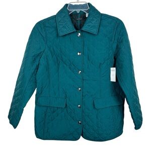 NWT Chicos quilted barn style jacket in teal sz 2 oe 12/14